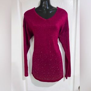 Luli long sleeve v neck sequin top size ( s )